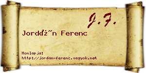 Jordán Ferenc névjegykártya